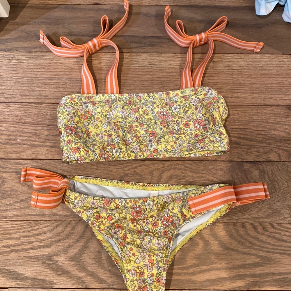 Zimmermann Floral 2 piece bikini with bow tie detail 4